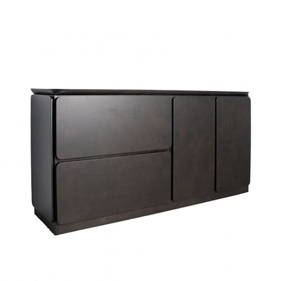 Ziva Sideboard Buffet Console, Drawers Doors, 71 Inch Black Solid Wood