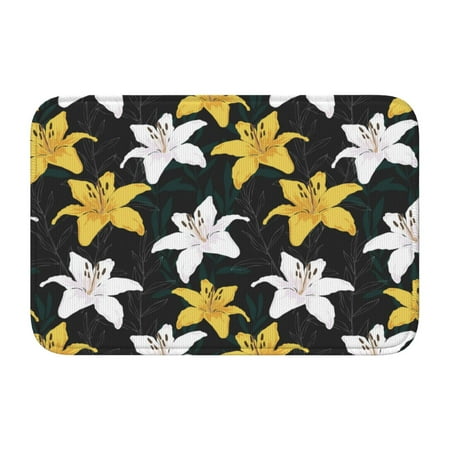 

Adjustable Apron - Bib Apron for Men Women Yellow White Lilies Flowers Waterproof Chef Aprons for Kitchen Gardening Cooking