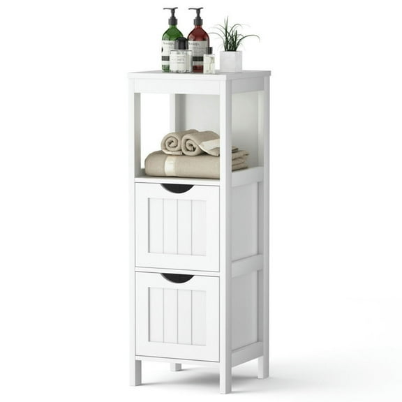 Resenkos Floor Multifunction Bathroom Storage Organizer Rack with 2 Drawers, Bathroom Cabinets for Entryway Storage, Home Office Furniture