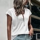 thumbnail image 2 of Camiseta casual de verano para mujer, cuello redondo, cremallera, encaje, blusas, túnica suelta, manga corta, 2 of 6