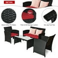 thumbnail image 5 of Costway 8PCS Patio Rattan Furniture Conversation Set Cushion Sofa Table Garden Red, 5 of 11