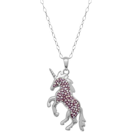 Luminesse Swarovski Element Sterling Silver Magical Engraved Slogan Unicorn Pendant, 18