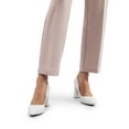 thumbnail image 5 of Burudani Women's High Chunky Heel Pump Closed Toe Block Heels Slip On Dress Pumps Shoes WHITE Size 10, 5 of 9