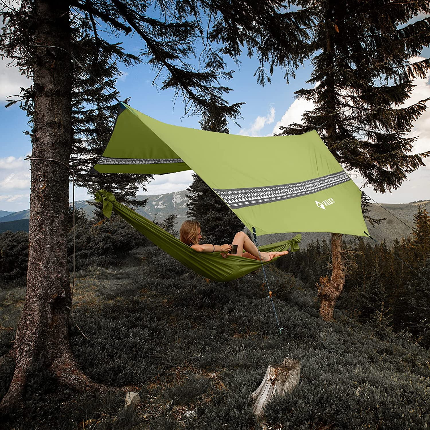 VILLEY Outdoor Hammock Tent Rain Fly, Waterproof Camping Tarp, Sun