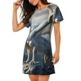 thumbnail image 2 of Fotbe Mountain White Dragon Bata de Dormir para Mujer con Estampado, Camisón de Algodón de Manga Corta, Ropa de Dormir Casual, 2 of 6