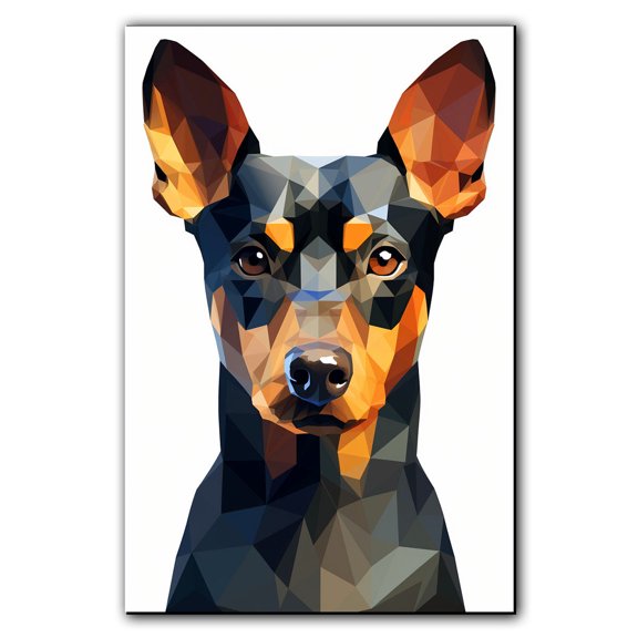 German Pinscher Dog Art Canvas, Pet Wall, Polygon Art Print on Canvas Canvas, large wall art, bathroom wall art, Ready to Hang,Living Room,Bedroom ＆ Office
