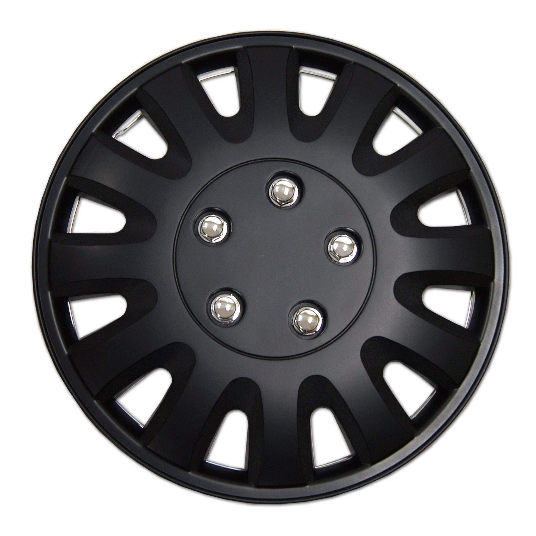 Set of 4 Matte Black SnapOn Hubcaps 15" WC159738B Hub Caps Wheel