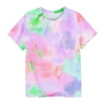 thumbnail image 5 of breaise Girls Tie Dye Short Sleeve Shirt Kids Summer Fashion Crewneck Tops Casual Tees 3-14 Years, 5 of 6