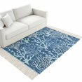 thumbnail image 4 of Navy Blue Coral Coastal Washable Area Rug 3'x5', Ocean Nautical Seaside Beach Woven Cotton Tassels Kitchen Rugs, Non Slip Indoor Door Mat Throw Carpet for Entryway Living Room Nursery Laundry Room, 4 of 9