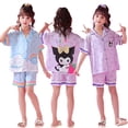 thumbnail image 2 of Pijamas Kawaii Sanrios de seda helada, cárdigan de manga corta de verano, bonito Anime MyMelody Kuromi Cinnamoroll, conjuntos para niños, ropa de casa para niñas, 2 of 4