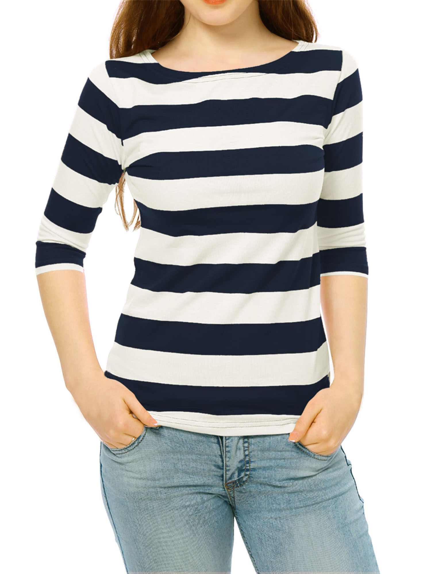 DARING DIVA Women's Halloween Costume Boat Neck Top T-Shirts L Blue