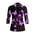 thumbnail image 3 of Uorisanigo Purple Butterflies Womens Moisture Wicking Casual Tennis Activewear Comfortable Breathable Athletic Polo Workout Tops 3/4 Sleeve Fashion Outing Wear for Women Size XL, 3 of 7