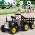 thumbnail image 5 of Infans 12V Kids Ride On Tractor with Trailer Ground Loader w/ RC & Lights Dark Black, 5 of 7