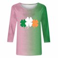 thumbnail image 4 of Meichang T-Shirts Verts pour Femmes T-Shirts de la Saint-Patrick Femmes Manches 3/4 Hauts Trèfle Chanceux T-Shirts Graphiques Col Rond Hauts Irlandais Décontractés Cadeau de la Saint-Patrick pour Femmes, 4 of 5