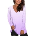 thumbnail image 2 of ZUKMRJPC Women's V Neck Long Sleeve T Shirts Fashion Gradient Color Casual Lightweight Tunic Tops Slim Fit Soft Comfy Basic Tees, 2 of 6