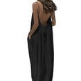 thumbnail image 6 of Women's Backless Maxi Dress Spaghetti Strap Low Back Tie Detail Sleeveless Loose Flowy Long Sun Dress For Summer Beach Wedding Guest Party Club, 6 of 9