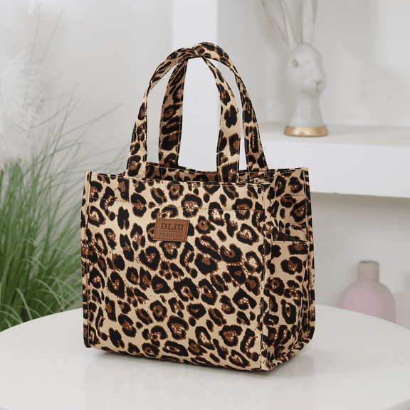 Thickened fabric print, leopard print, tote bag for work, daily storage bag, handbag for going out shopping, cloth bag for women, 1Pcs
