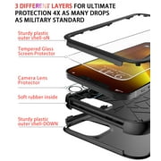 Diverbox for iPhone 13 Pro Max Case [Shockproof] [Dropproof] [Tempered Glass Screen Protector + Camera Lens Protector],Heavy Duty Protection Phone Case Cover for Apple iPhone 13 Pro Max (Black)
