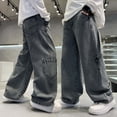 thumbnail image 5 of StSilkitty Girls Casual Denim Pants High Waist Elastic Baggy Wide Leg Jeans with Pockets Solid Color Soft Trousers, 5 of 9