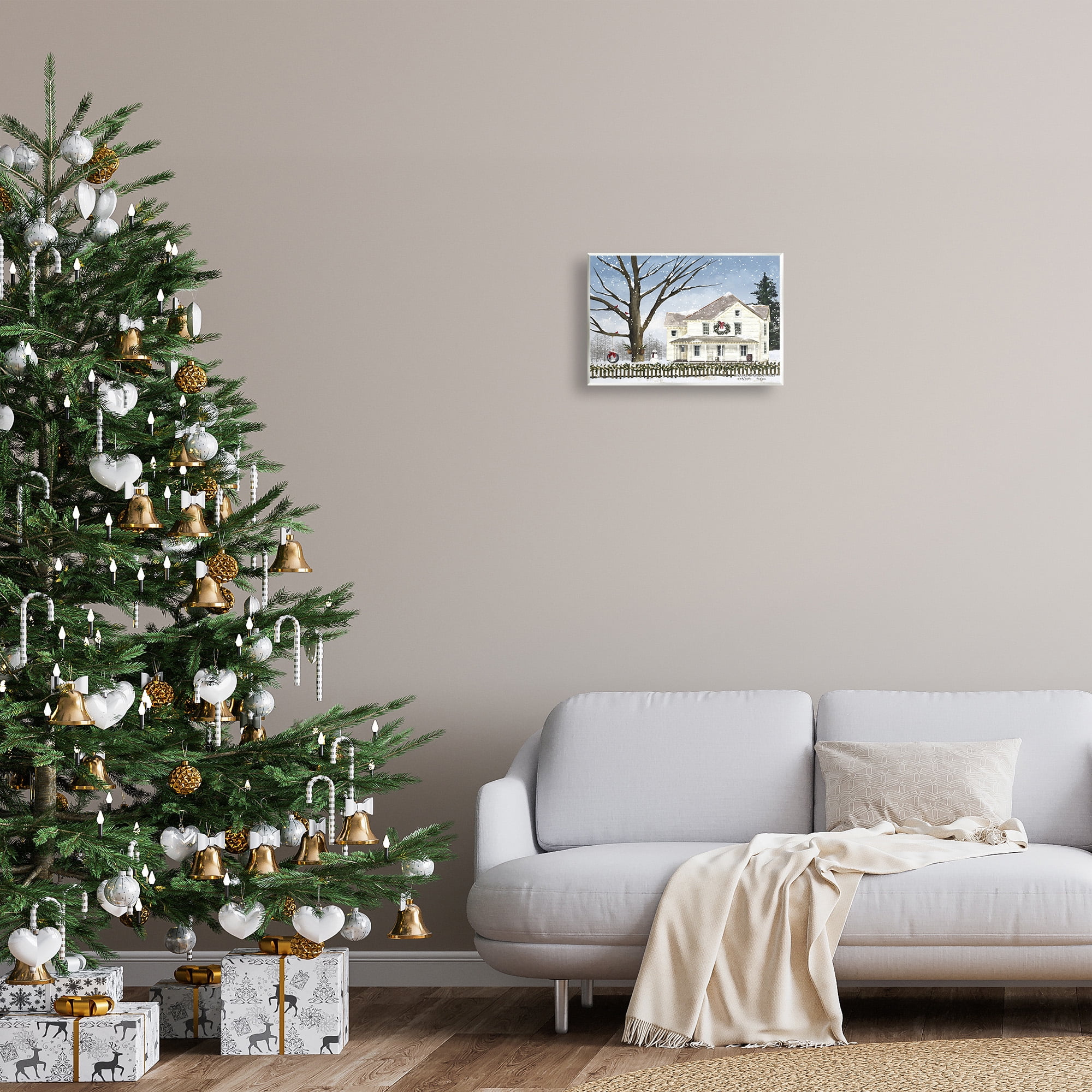 Stupell Industries Charming Winter Neighborhood Landscape Painting Unframed Art Print Wall Art, 15 x 10