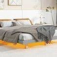 thumbnail image 3 of Floating Bed Frame, UHOMEPRO King Size Wood Platform Bed with LED Lights for Bedroom, Modern Solid Pine Wood King Bed Frame for Teens Adults, No Box Spring Needed, Easy Assembly, Gray, 3 of 12