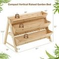 thumbnail image 3 of Costway 3 Tier Wooden Vertical Raised Garden Bed w/Storage Shelf, Side Hook & Liners, 3 of 10