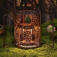 thumbnail image 4 of DIY Book Nook Kit - Wisdom Rings Book Repository Miniature Dollhouse Kit with LED Lights, Dust Cover & Touch Switch, 3D Wooden Puzzle Bookshelf Insert Decor, 4 of 8