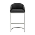 thumbnail image 3 of Bedroom Bench Katherine 30" Bar Stool in Brushed Stainless Steel with Black Faux Leather,Bedroom Stool, 3 of 11