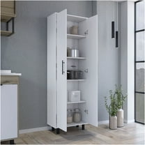 JERFIT 5-Shelf Storage Organizer Cabinet, Freestanding White Bookcase with 5 Adjustable Shelves for Bedroom, Living Room, Home Office