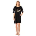 thumbnail image 4 of DC Comics Womens' Batman Nightgown Classic Logo Bat-Symbol Jersey Stripe Short-Sleeve Pajama Nightdress Lounge Sleepwear, 4 of 6