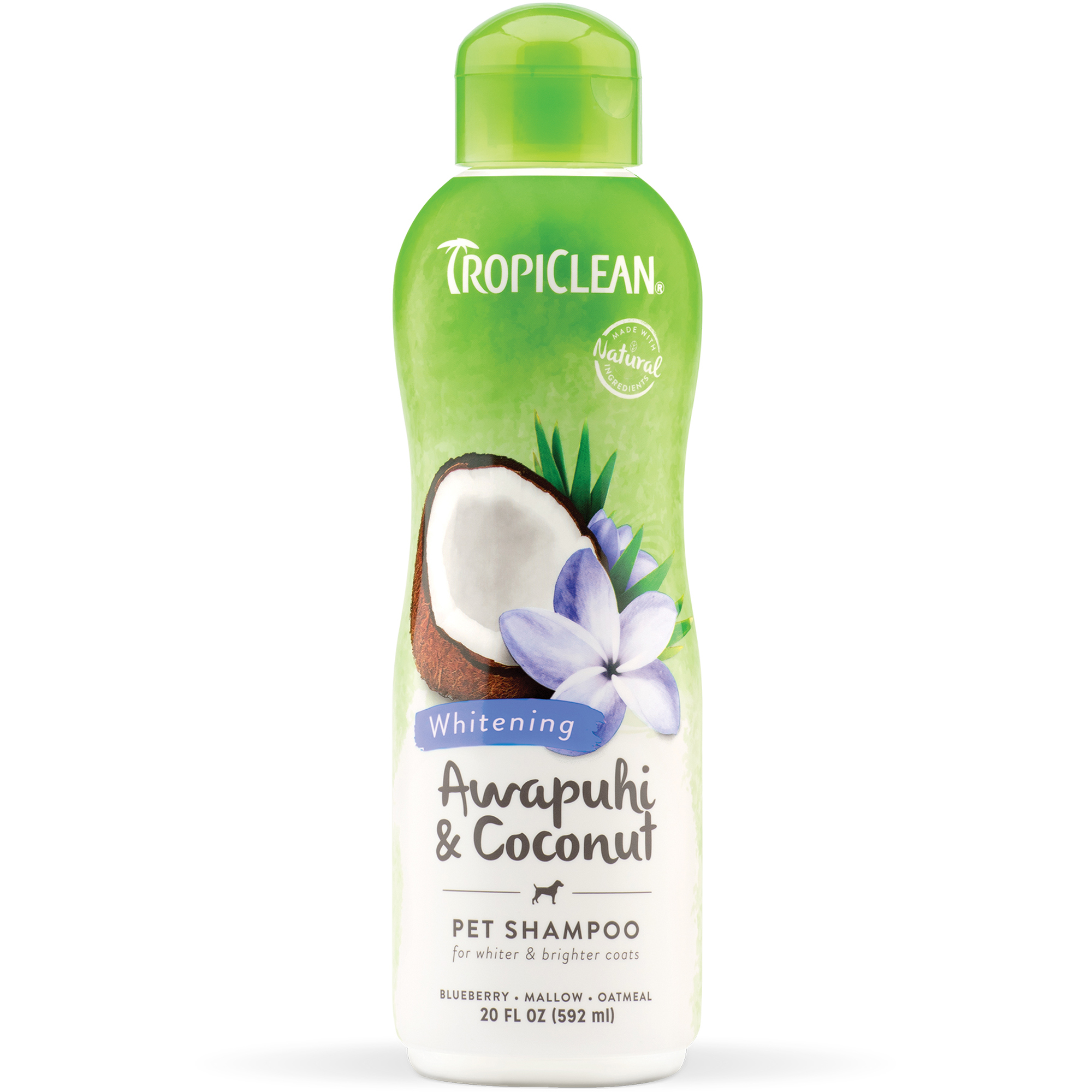 TropiClean Awapuhi & Coconut Whitening Shampoo for Pets, 20oz Made in