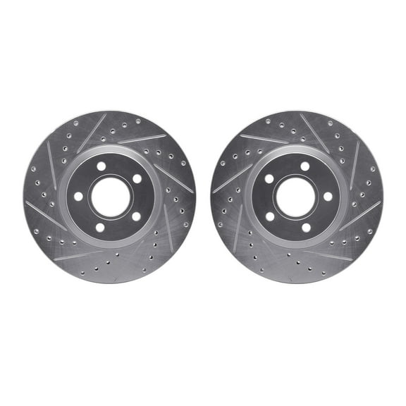 Dynamic Friction Company Front Brake Rotors-Drilled and Slotted-Silver 7002-54017