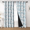 thumbnail image 2 of Lfeey Blackout Curtains for Bedroom 42"x63", Teal Floral, Thermal Insulated Light Blocking Grommet Drapes, Set of 2, 2 of 7