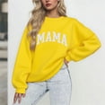 thumbnail image 2 of Miluxas Crewneck Sweatshirt for Women Mama Letter Casual Oversized Pullover Hoodless Long Sleeve Tops Yellow XL(XL), 2 of 3