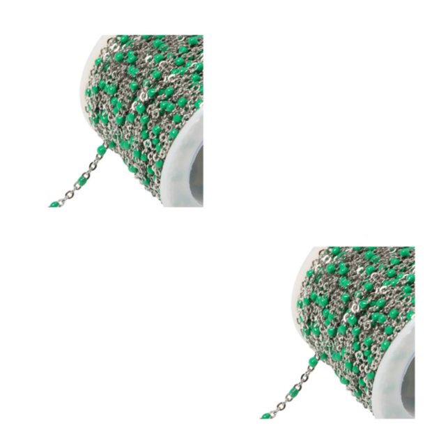 Toystoory Cadena de acero inoxidable con cuentas de esmalte de colores para joyería DIY y cadena de fabricación de moda acero + verde Acero+Verde 2piezas
