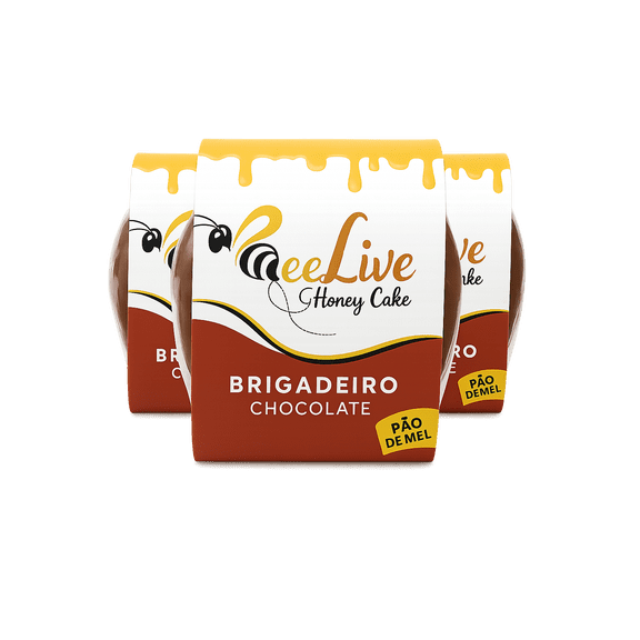 Bee Live Pao de Mel Brasileiro Caseiro Brazilian Honey Cake Made Fresh Brigadeiro Flavor Pack Of 3 (375g) 13.2oz)