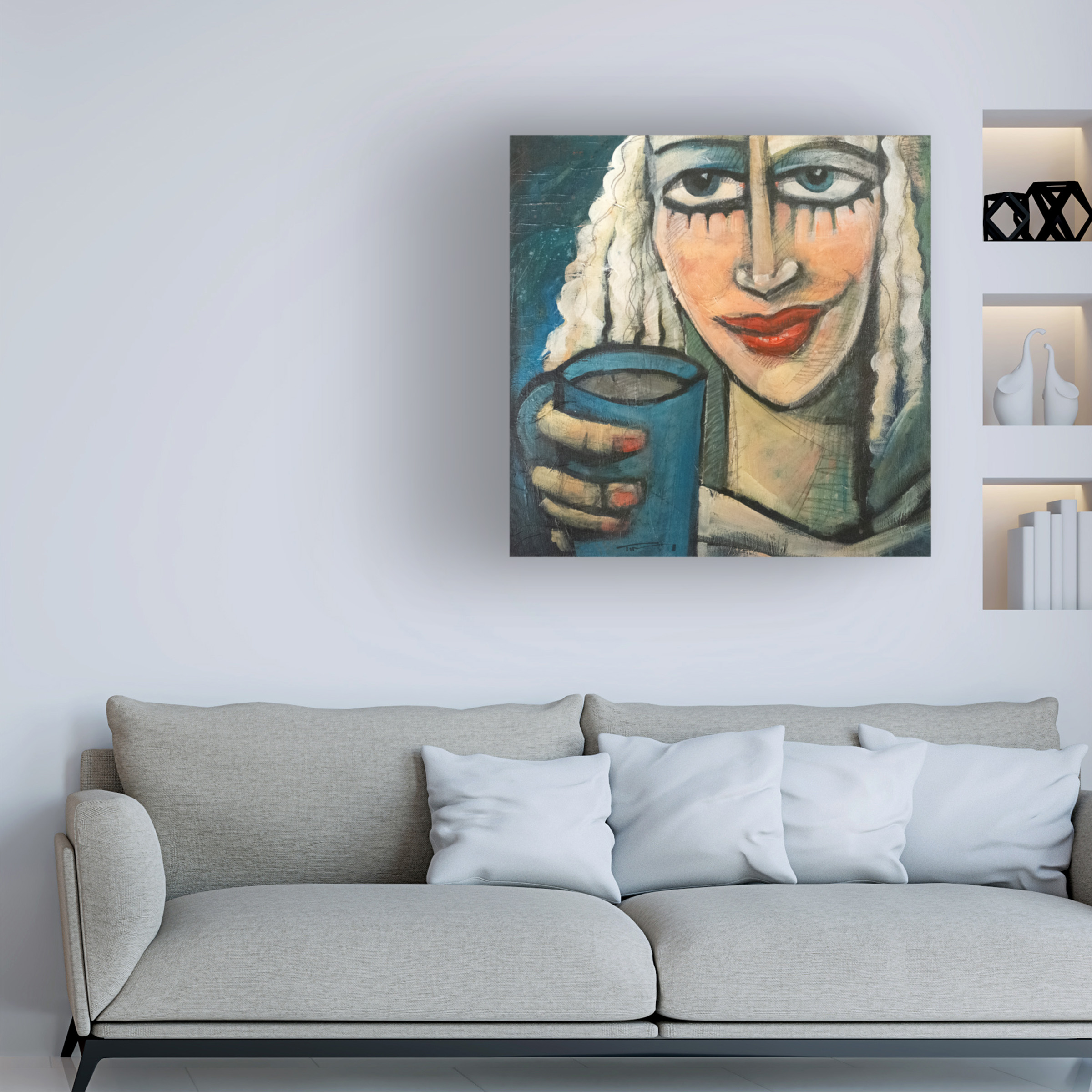 Tim Nyberg 'Liz With Coffee' Canvas Art