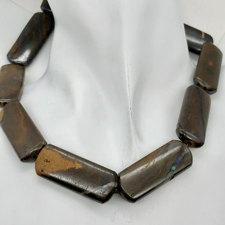 Rivers of Fire! Boulder Opal Rectangular Bead Strand | 40x15x7mm | 10 Beads |