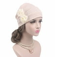 thumbnail image 2 of Women Soft Comfy Beanie Flower Design Keep Warm Breathable Hat Sleep Caps Daily Wear, 2 of 8