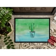 thumbnail image 3 of Cactus Teal and Green Watercolor Door Mat, 3 of 4