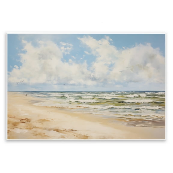 Stupell Industries Cloudy Summer Beach Nautical & Beach Painting Unframed Art Print Wall Art, 15 x 10