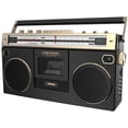 thumbnail image 1 of Ion Audio 1980S-Style portátil Bluetooth Boombox AM/FM Radio Cassette Player Grabador, Medidores VU, Grabación USB, Altavoces duales de graves altos de rango completo (Edición Dorada), 1 of 5