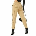 thumbnail image 3 of Omthaka Women's Cotton Cargo Pants with 8 Pocket,Khaki Size 4, 3 of 7