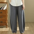 thumbnail image 6 of Kvture Women Cotton Baggy Palazzo Harem Pants High Elastic Waist Beach Yoga Trousers Casual Lounge Pants with Pockets Gray XL, 6 of 9