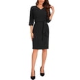 thumbnail image 1 of Vestidos de trabajo casuales INSPIRE CHIC para oficina de media manga para mujer, vestido midi XS negro, 1 of 5