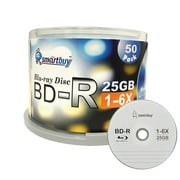 Smartbuy 50 Pack Bd-r 25gb 6x Blu-ray Single Layer Recordable Disc Logo Top Blank Data Video Media 50 Disc Spindle