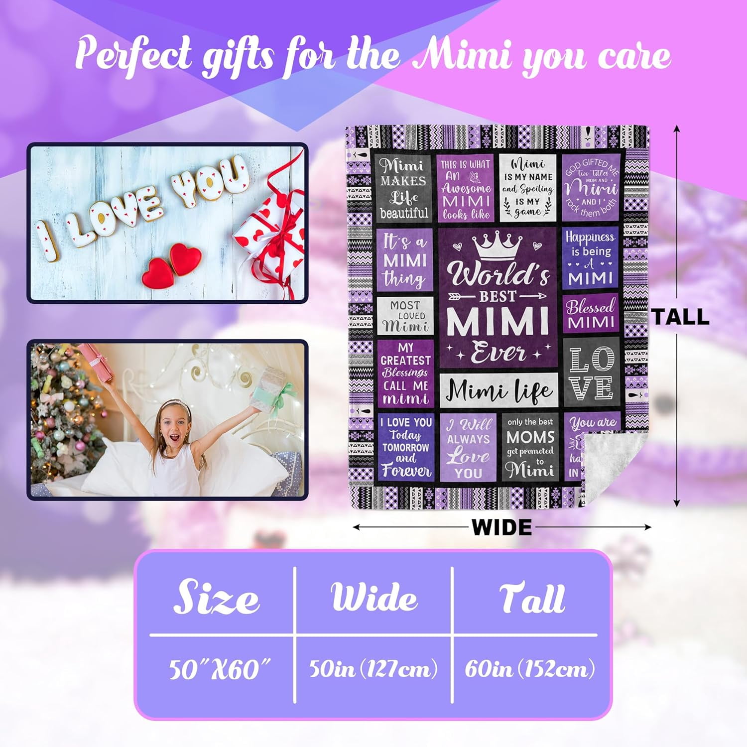 Mimi Gifts, Gifts for Mimi Blanket, Mimi Birthday Gifts,Mimi Gifts from Friend, Best Mimi Gifts, Happy Birthday Presents for Mimi