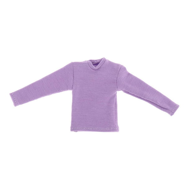 Figura de disfraz de camiseta de manga larga en miniatura a escala 1:12, ropa para muñeco masculino de 6" Violeta
