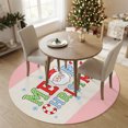 thumbnail image 6 of Merry Christmas Washable Round Area Rug 3 ft, Boho Cute Santa Face Stars Beige Pink Soft Non‑Slip Rugs Stain Repellent Indoor Mats for Entryway, Bathroom, Bedside, Hallway Nook, 6 of 9