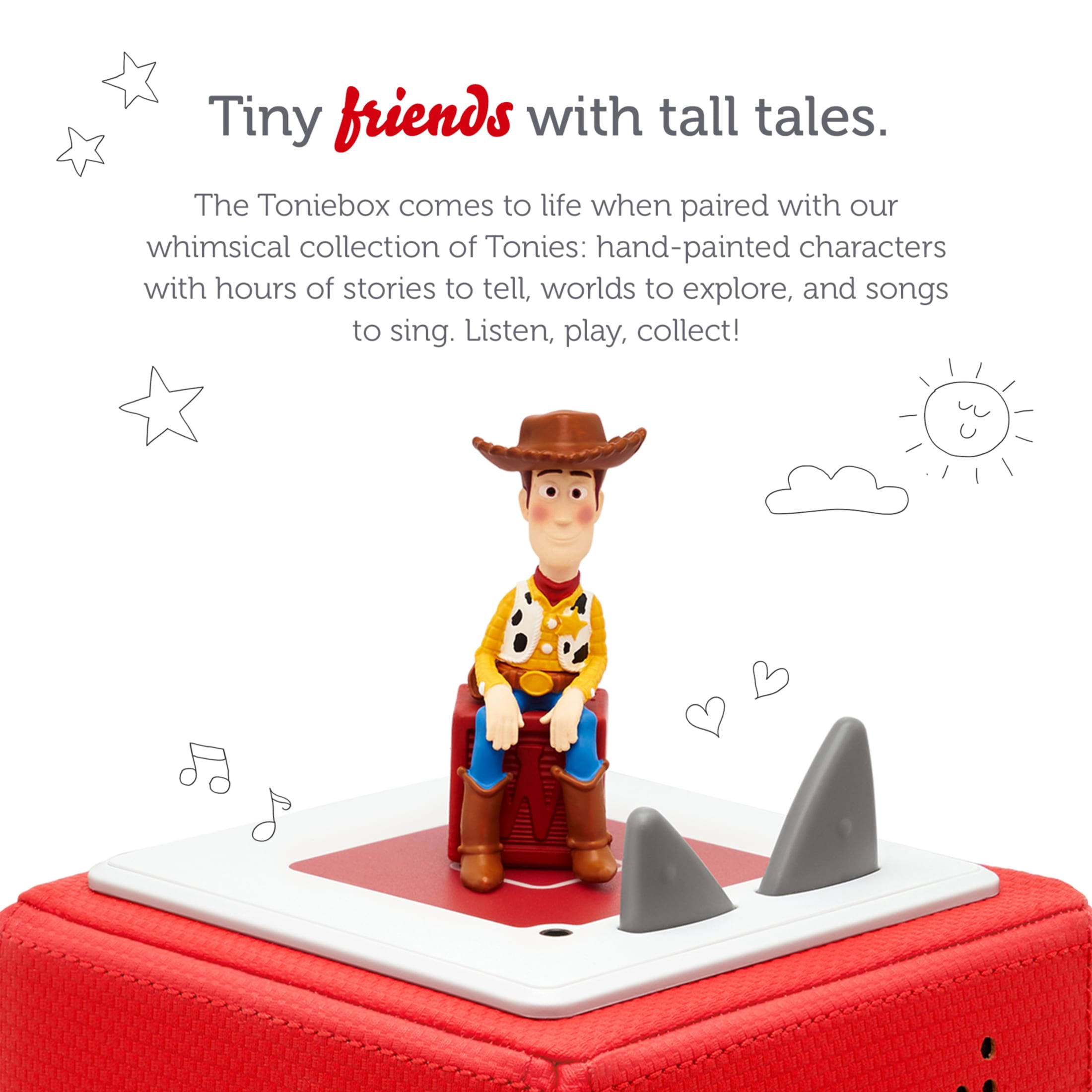 tonies Disney Toniebox 1 Screen-Free Audio Player Starter Set with Woody from Toy Story Age Group 3+, Red